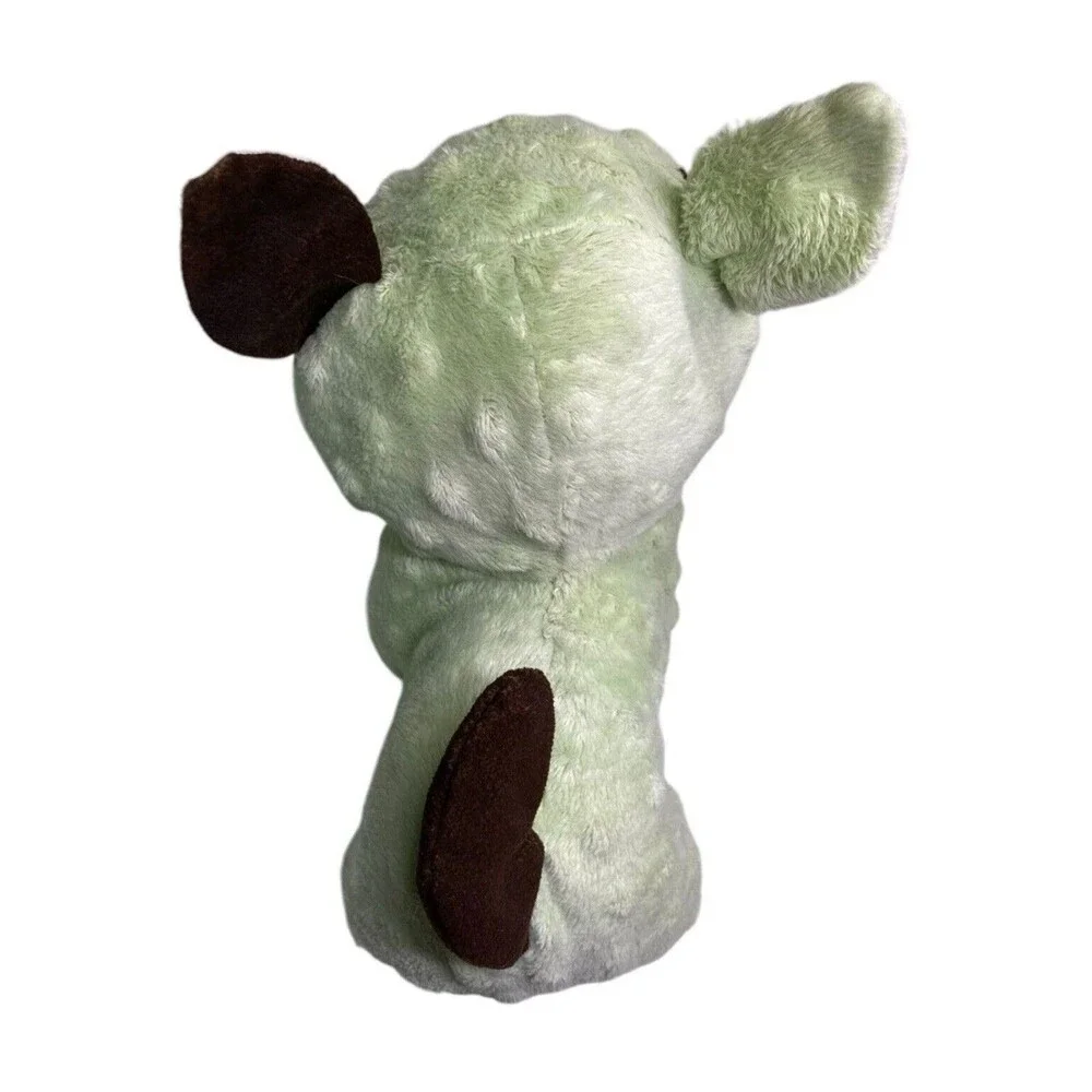 Puli Brand Plush Dog Green Brown Spotted Stuffed Animal 8” Red Nose Puppy
